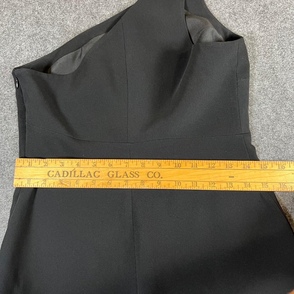 Cinq a Sept Black One Shoulder Asymmetric Flounce Hem Midi Dress Size 8 - Picture 12 of 12